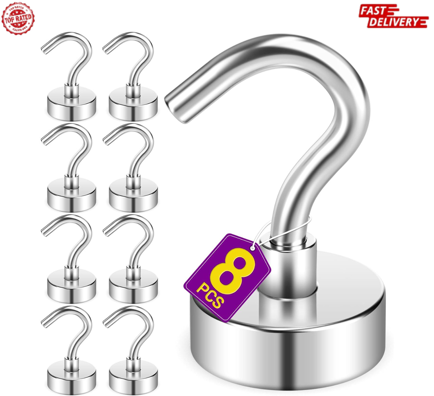 8 Pack Magnetic Hooks for Cruise Cabins 25 LB Magnets Heavy Duty Magnet Hooks fo