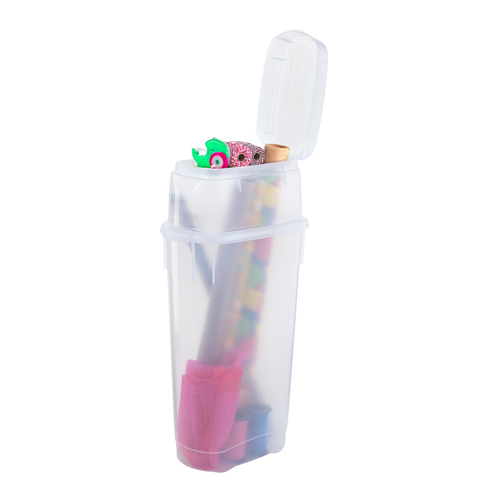 Rubbermaid Wrap N’ Craft Plastic Wrapping Paper Holder Container, Clear, (Used)