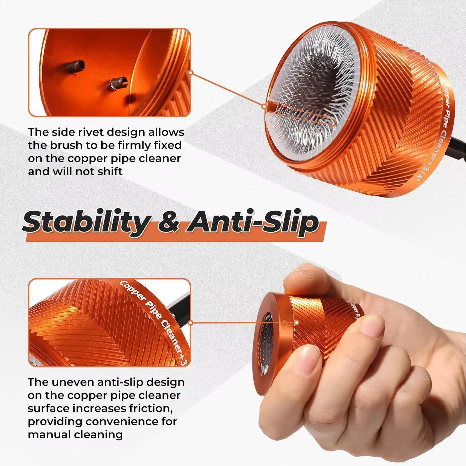 Pipe Cleaner Tool Metal Copper Pipe Cleaner Polishing With Brush—