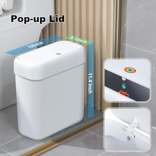 Bathroom Small Trash Can with Lid,10L / 2.7 Gallon Slim 1 Pack (2.7 Gallon)