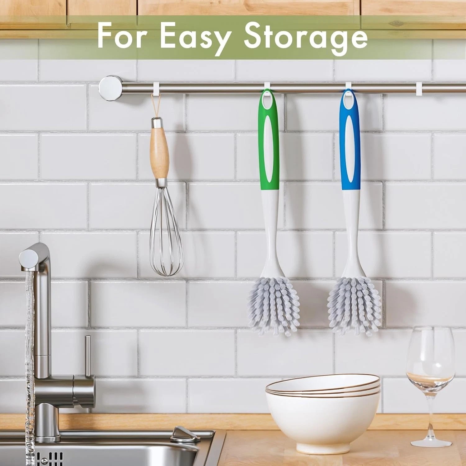 2-Pack Ergonomic Dish Brush Set with Stiff Bristles – Ideal for Kitchen & Bath