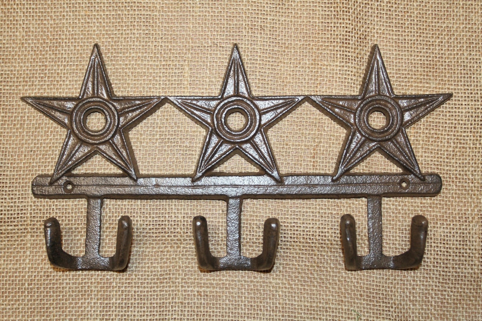 1 -TRIPLE PLAY,Western Star,3 Double Wall Hooks,Country Western decor ,W-72