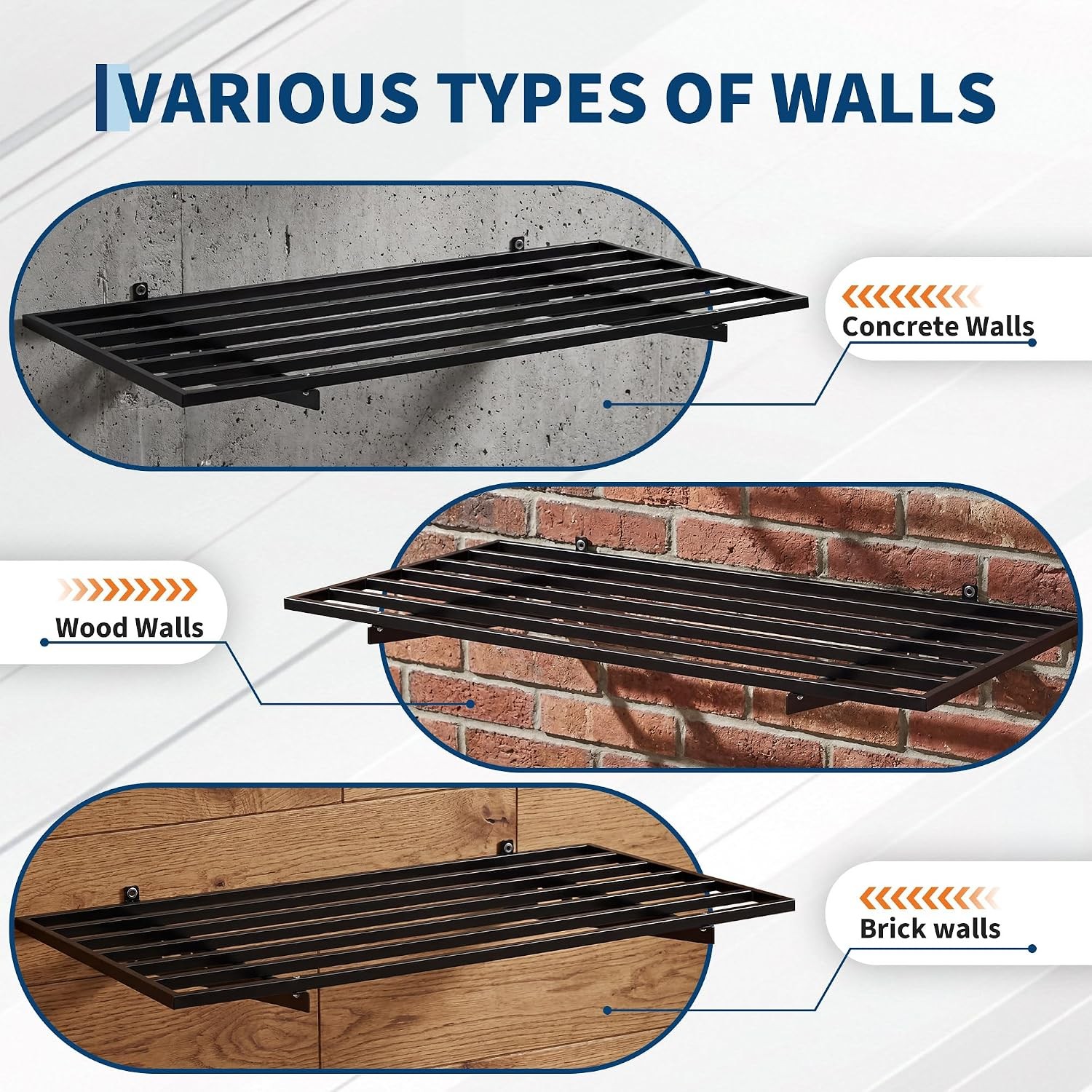 Heavy Duty 2-Pack Wall Shelves 2x6ft 500lb Steel Rack for Garage & Workshop Use