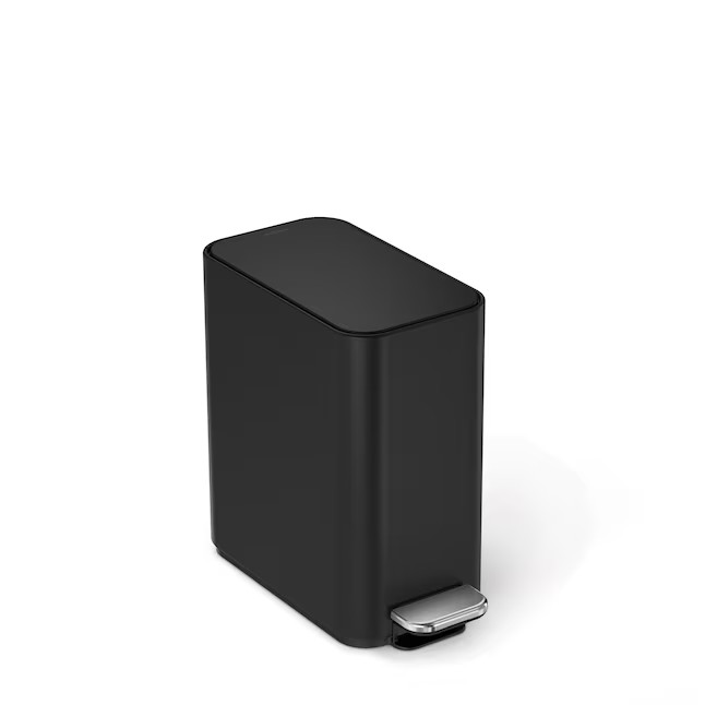 simplehuman 5L 1.3 Gal Slim Step Trash Can Matte Black Steel CW1389 New (71 ký t