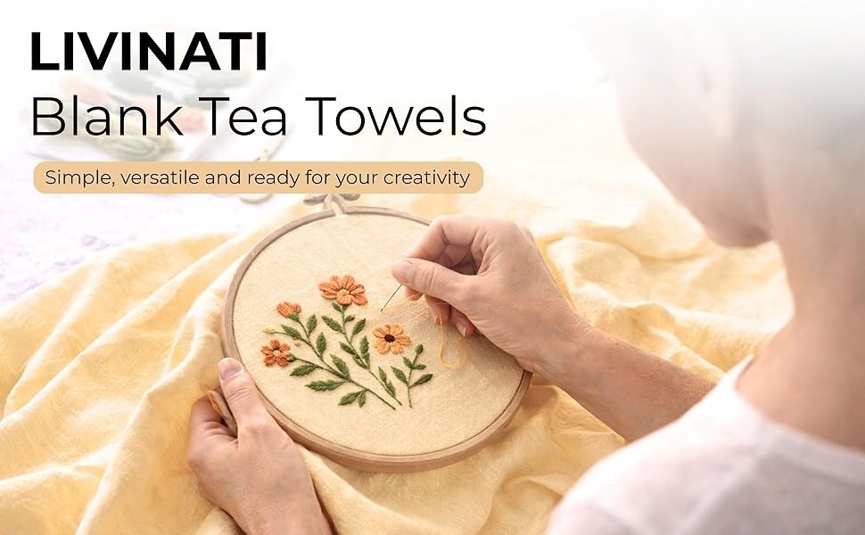 Natural – Blank Plain – Linen Tea Towels For Kitchen – For Crafting Embroidery