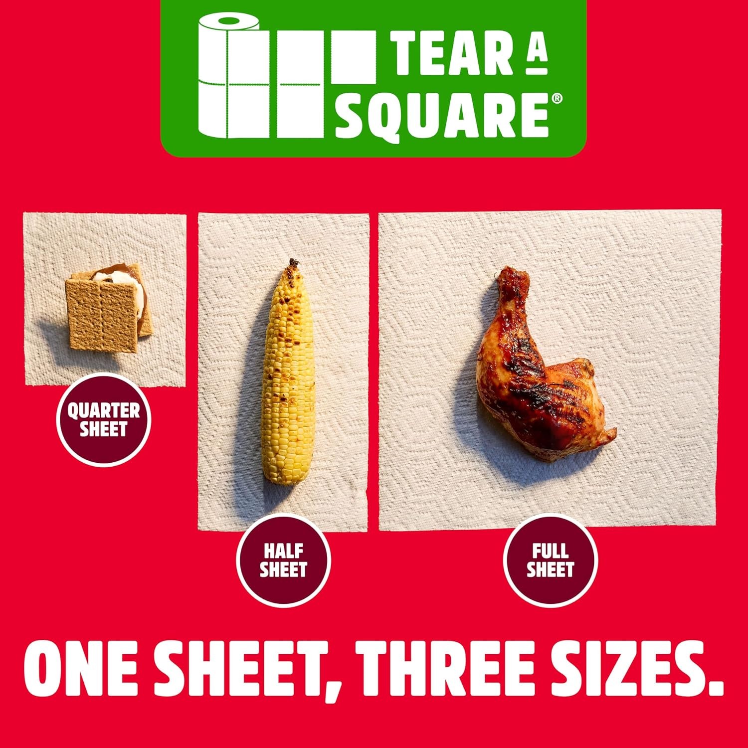 Brawny Strong Tear-A-Square 3-Ply Paper Towels 2 Triple Rolls = 6 Regular Rolls