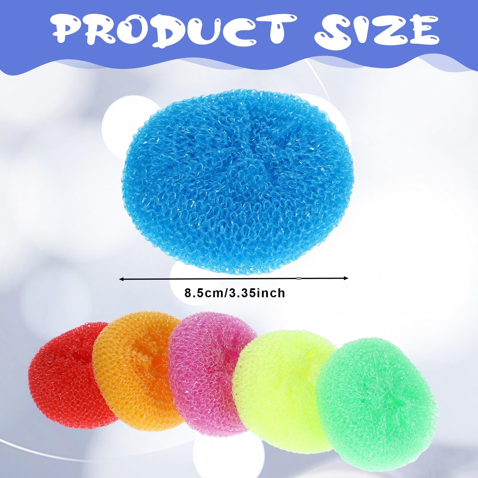 100 Pcs Plastic Scrubbers for Dishes, Round Pot Scrubbers for Kitchen Non Scr…