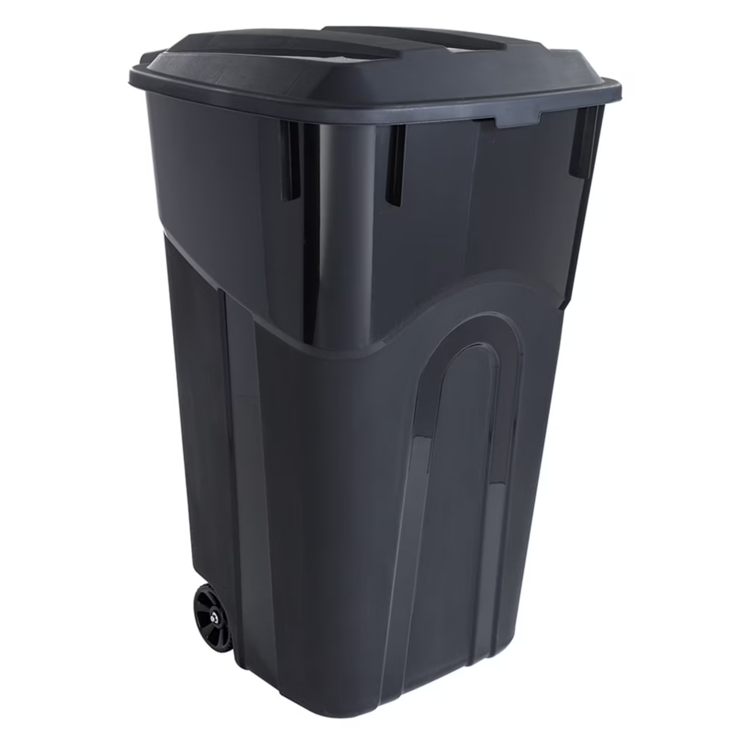 2 Pack Hyper Tough 32 Gallon Rolling Trash Can Heavy Duty Attached Lid Black