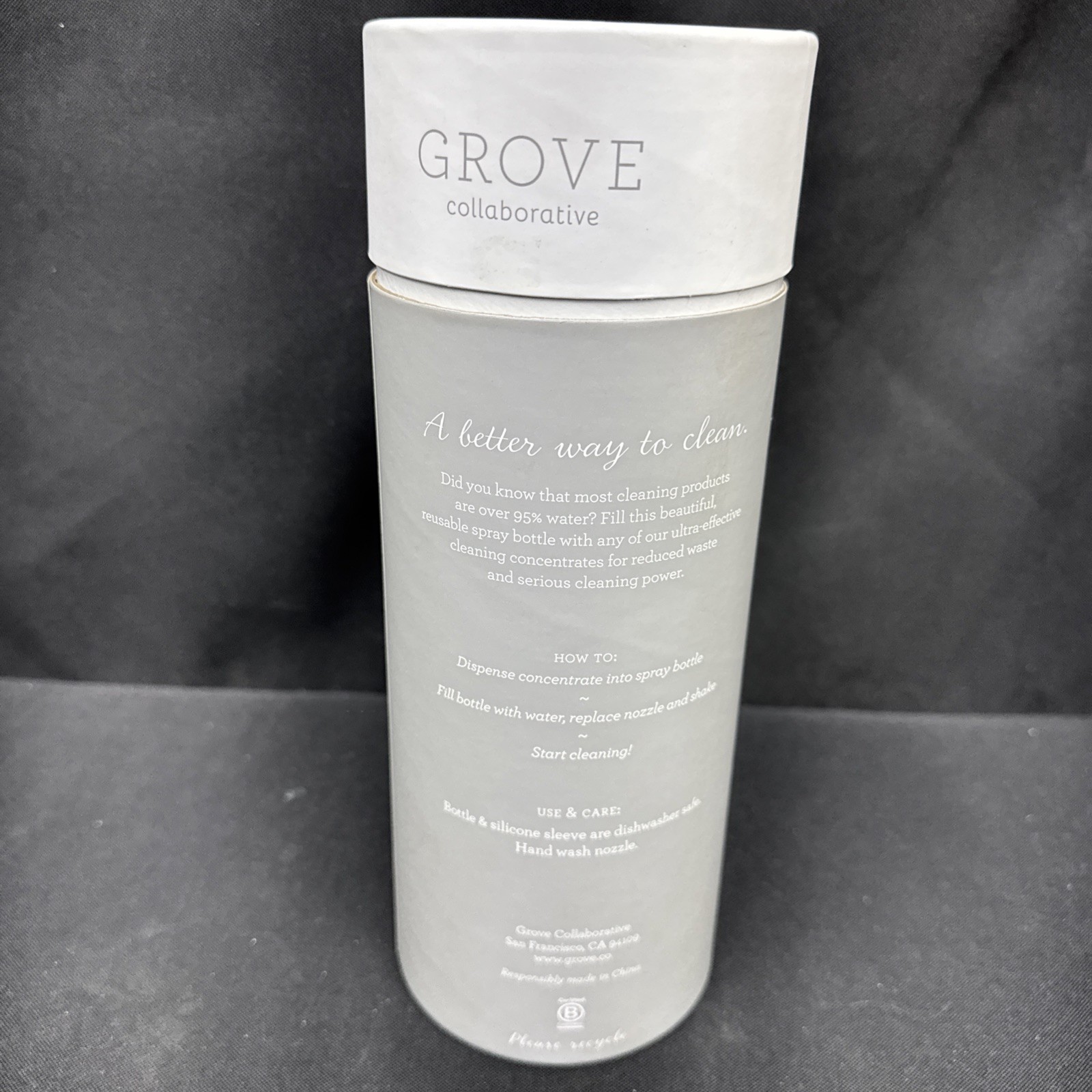 Grove Collaborative 16oz Glass Spray Bottle With Gray Silicone Sleeve New