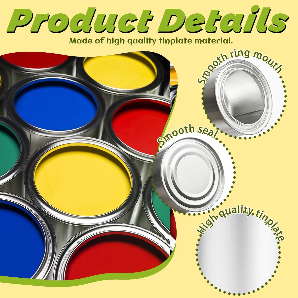 12 PCS Empty Unlined Paint Cans With Lids Silver Round Storage Container 1/4Pint