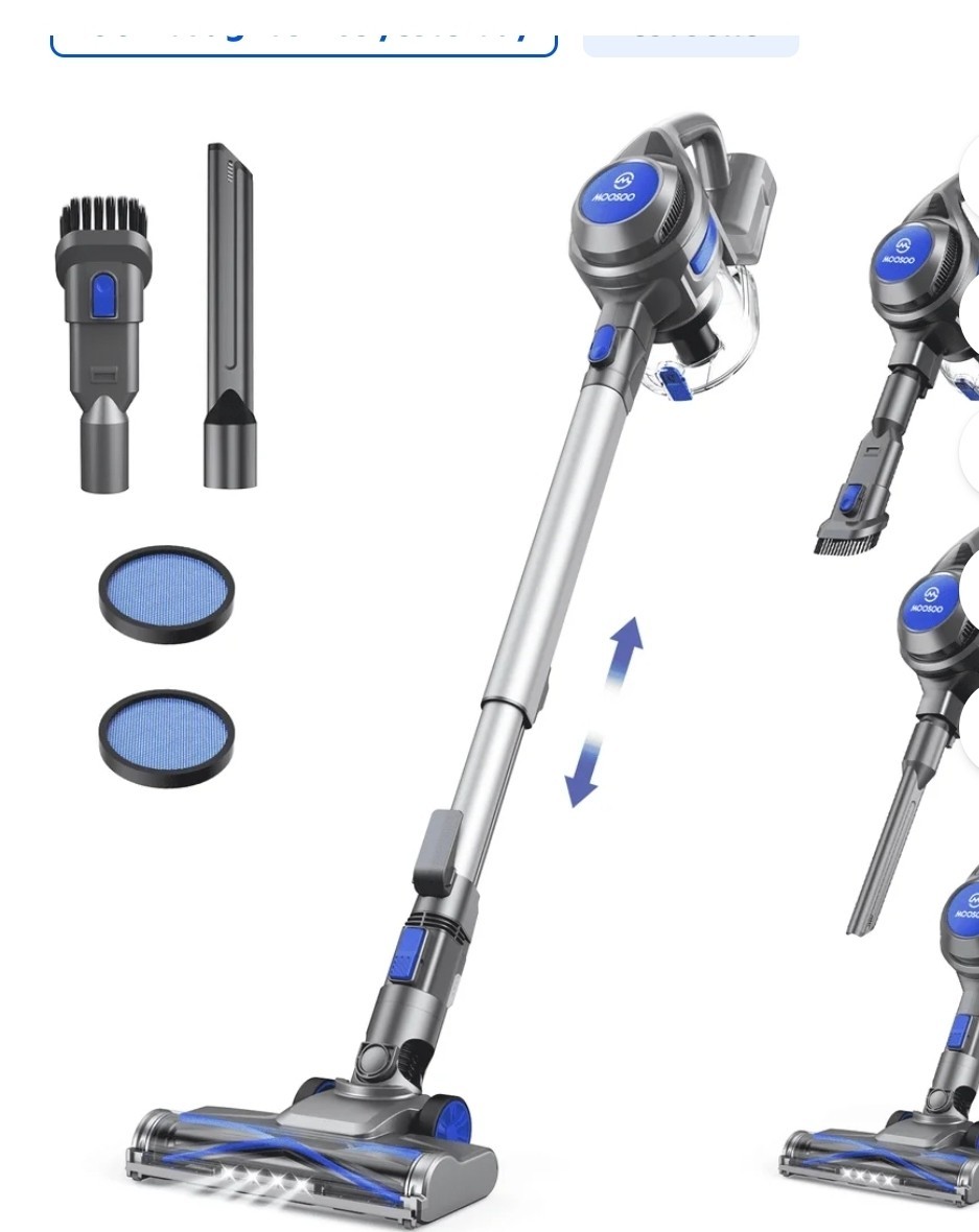 MOOSOO Cordless Stick Vacuum Cleaner Lightweight Carpet Floor Pet Hair XL-618A