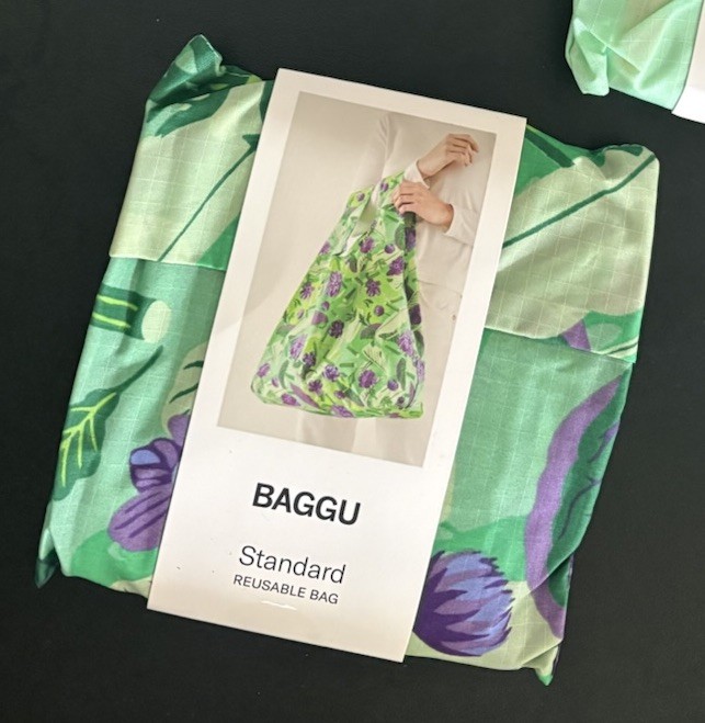 BAGGU Standard Reusable Shopping Bag Mixed Greens Floral 100% Nylon Holds 30lbs