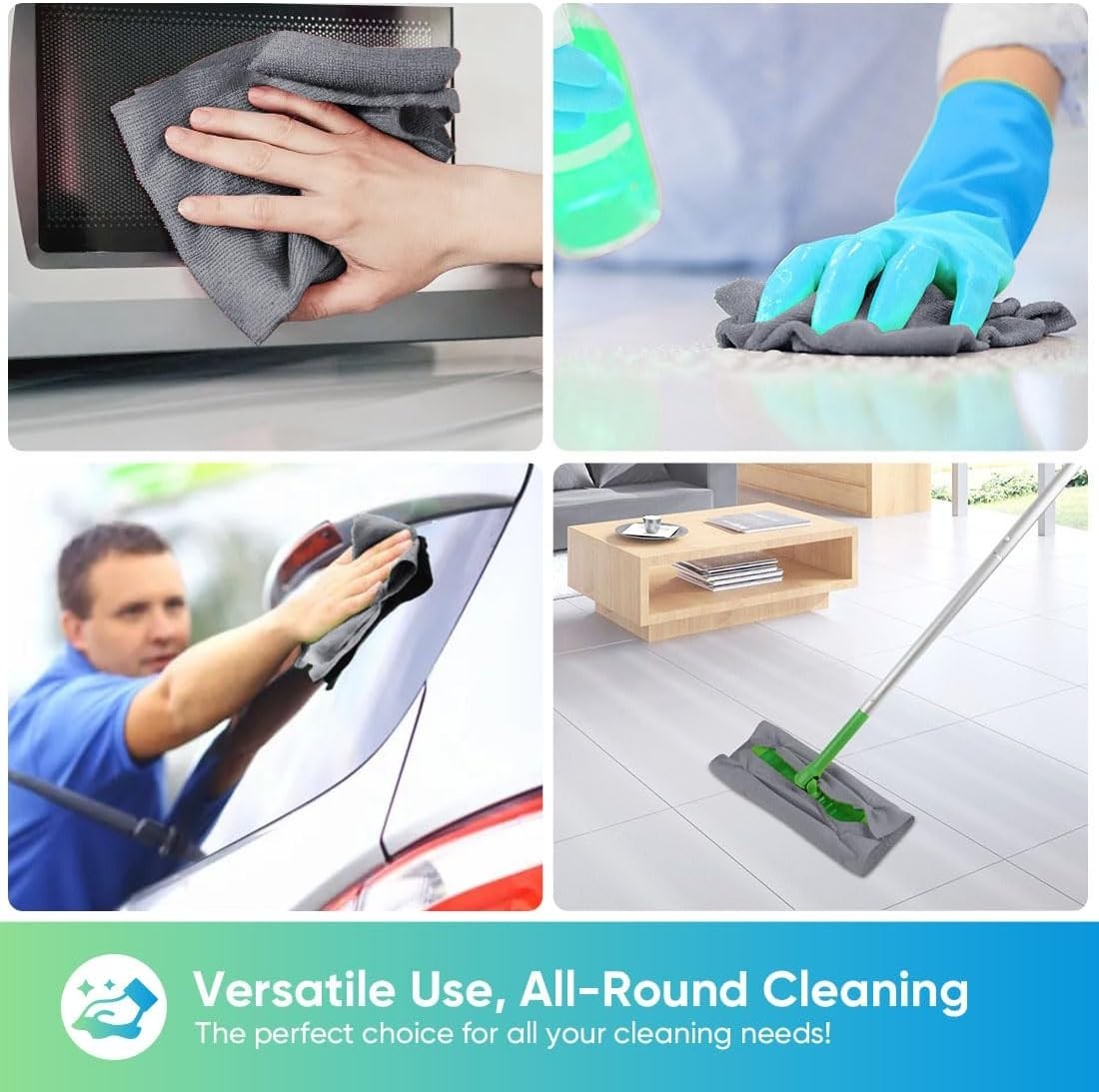 Super Absorbent Microfiber Cleaning Rags, 10 Count for Home and Vehicle Cleaning