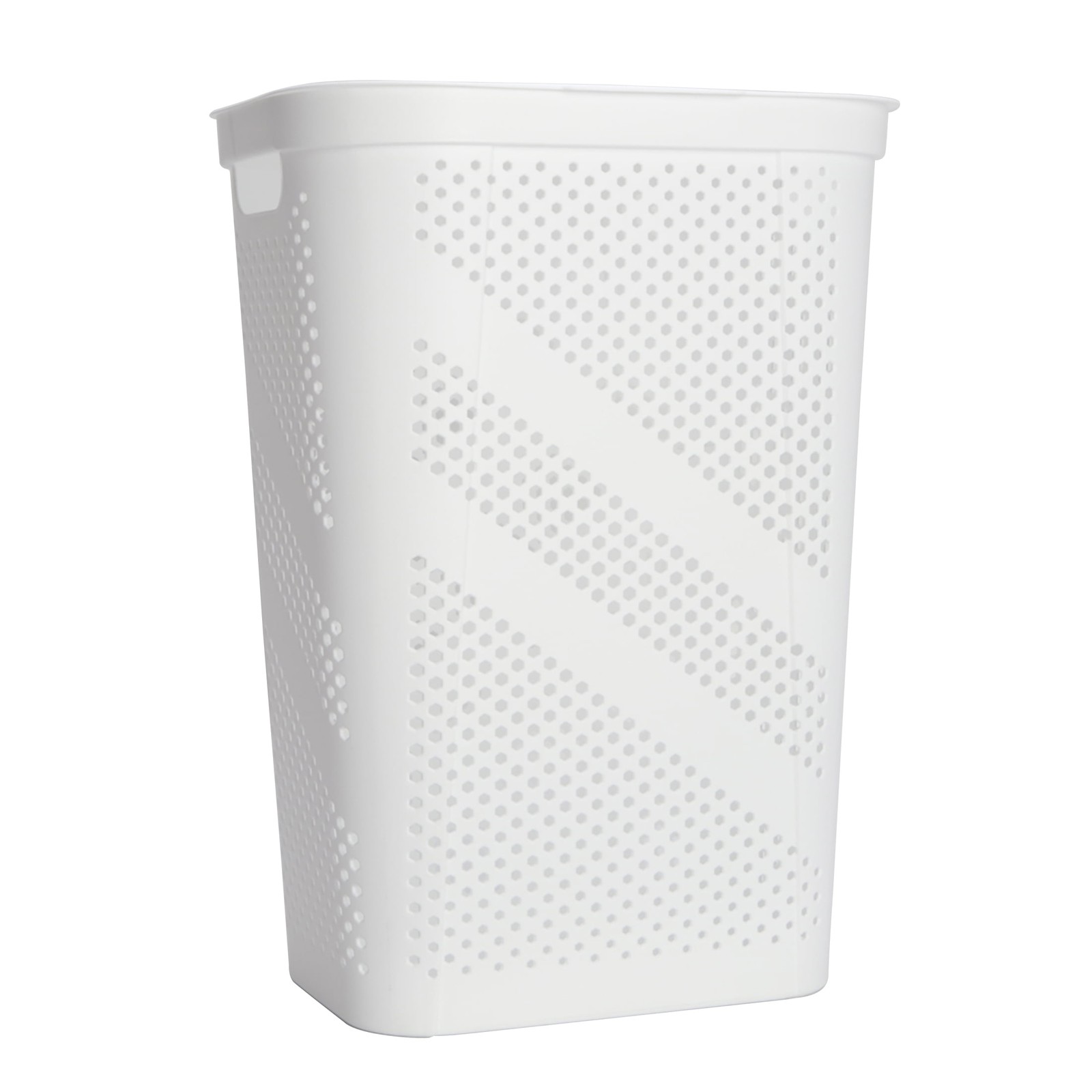 24″ Plastic Hinged-Lid Rectangle Laundry Hamper, White, Adult