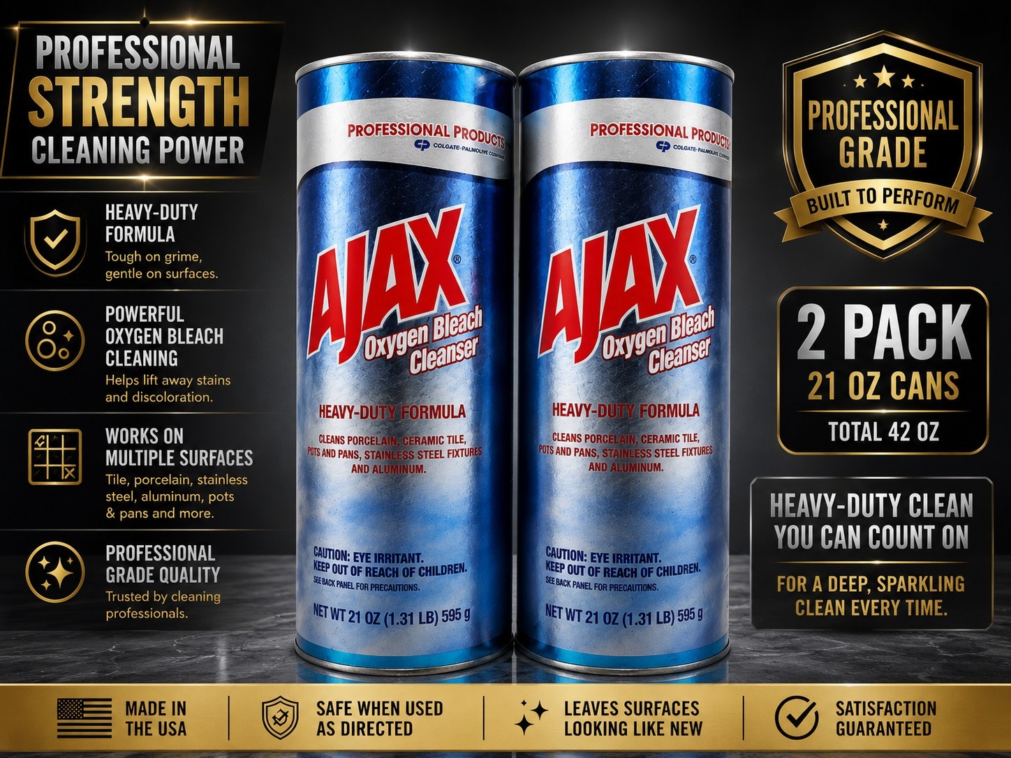 AJAX Oxygen Bleach Cleanser 21 Oz 2 Pack Heavy Duty Professional Cleaner