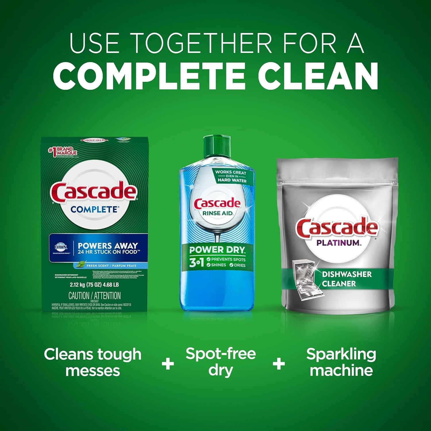 Cascade Complete Powder Dishwasher Detergent, Fresh Scent 75 oz White(Pack Of 1)