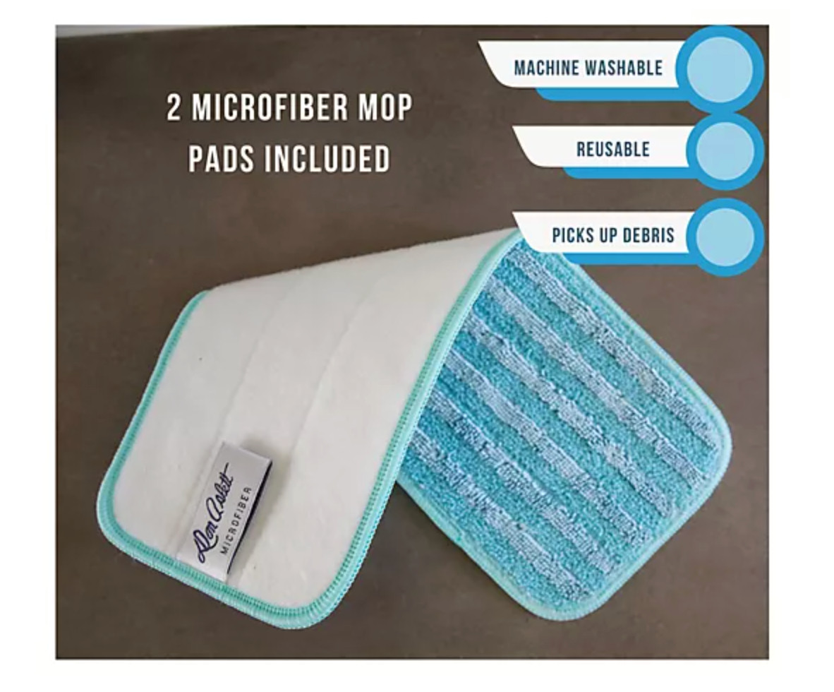 Don Aslett 12″ Aluminum Mop with 2 Microfiber Mop Pads Aqua