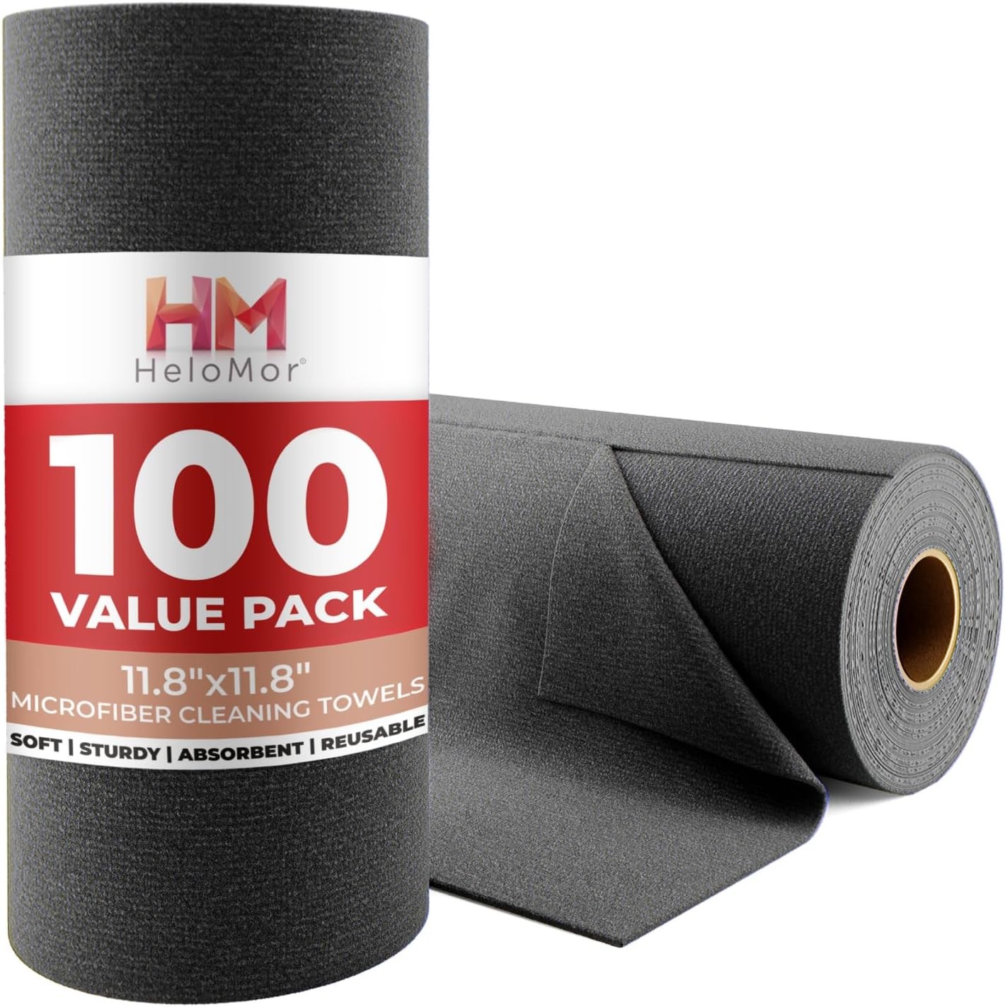 100 Pack Microfiber Cleaning Cloth Roll – Tear Away Reusable Paper Towels Was…