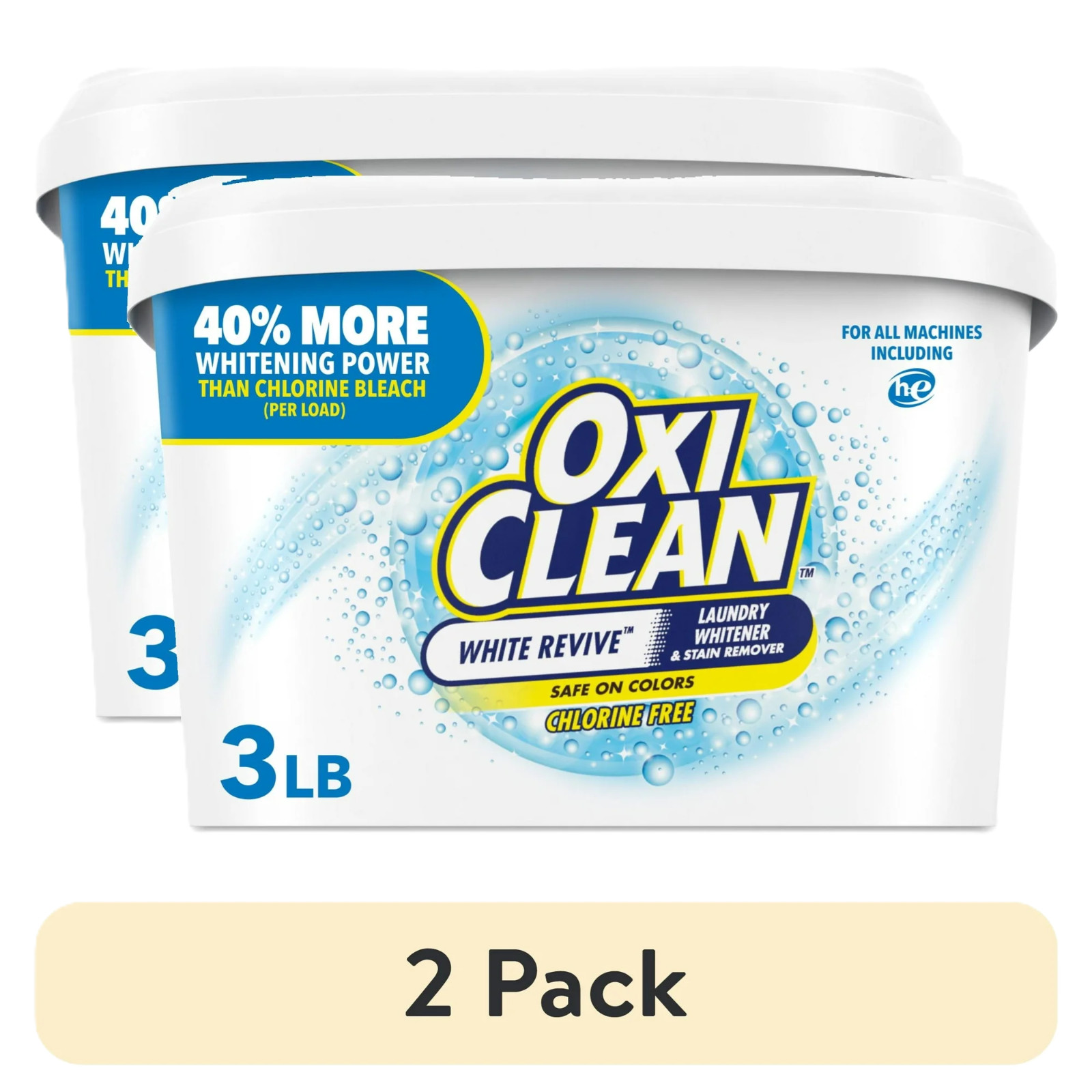 (2 pack)OxiClean White Revive Laundry Whitener Laundry Stain Remover Powder, 3lb