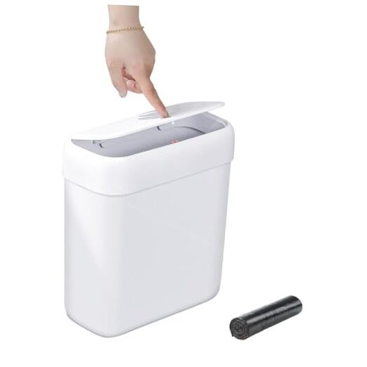 Bathroom Small Trash Can with Lid,10L / 2.7 Gallon Slim 1 Pack (2.7 Gallon)