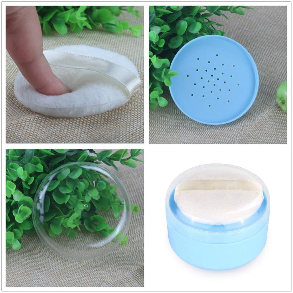 After-Bath Puff Box Empty Body Powder Container Dispenser Case with Sifter and P