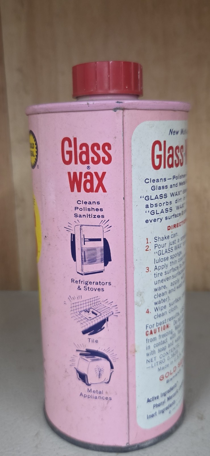 Vintage Glass Wax Metal Chrome Cleaner Polisher 13 oz Tin Can USA Empt
