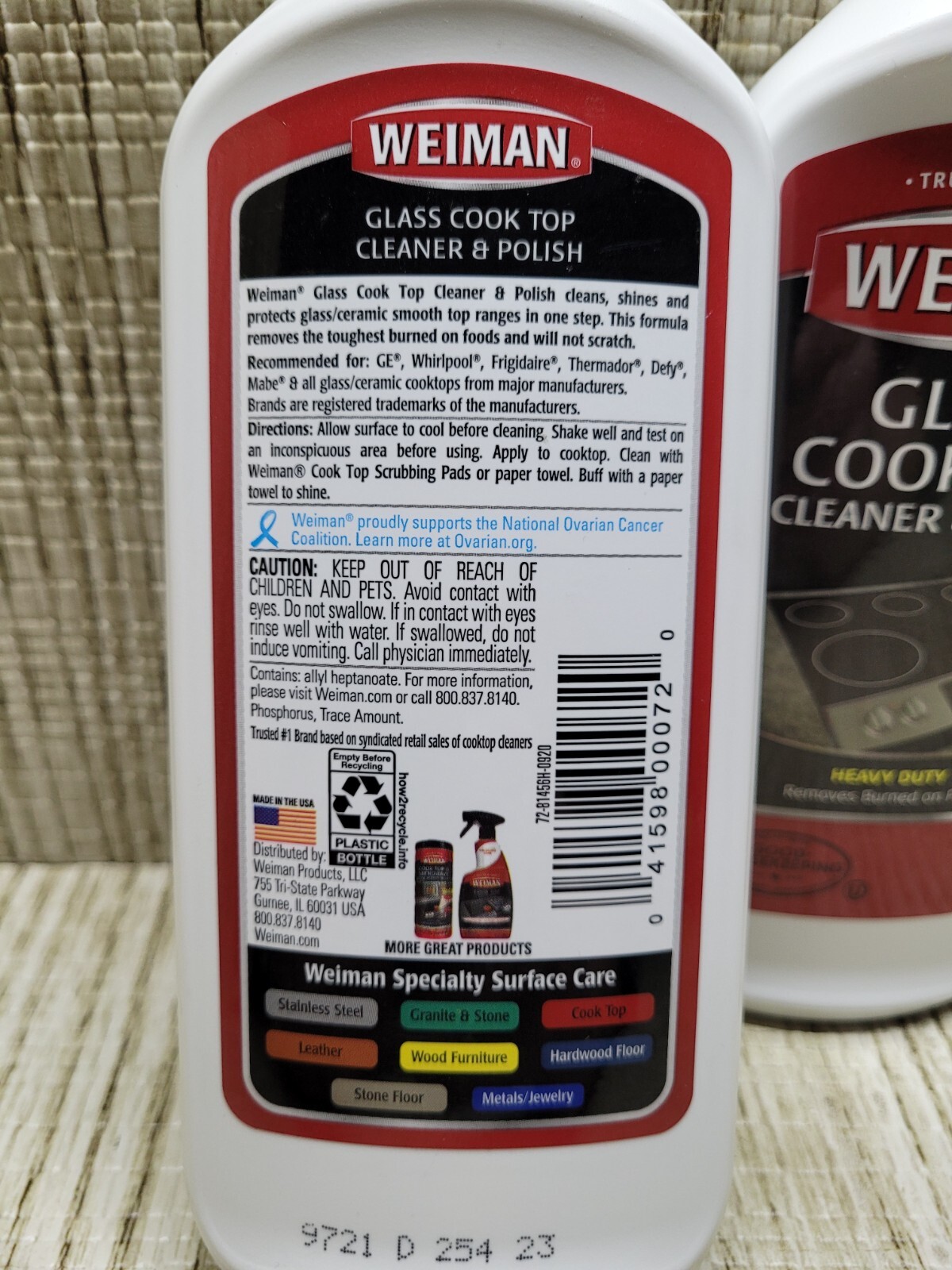 (2-Pack) WEIMAN GLASS COOK TOP Heavy Duty POLISH Clean Shine Protect RANGE TOP