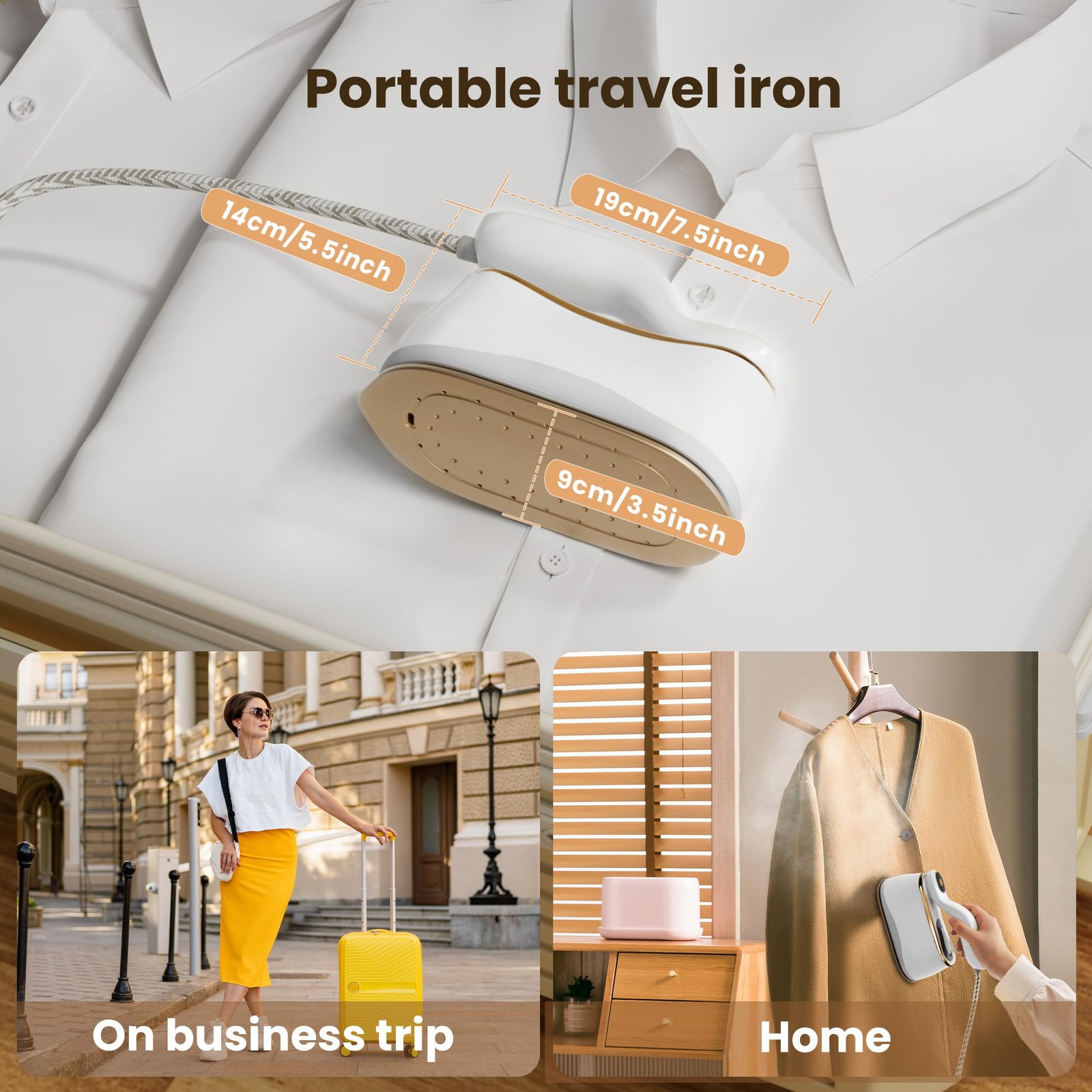 MiTdir Portable Clothes Steamer 175x80mm Ceramic Glaze Panel Iron LCD 220ml W…