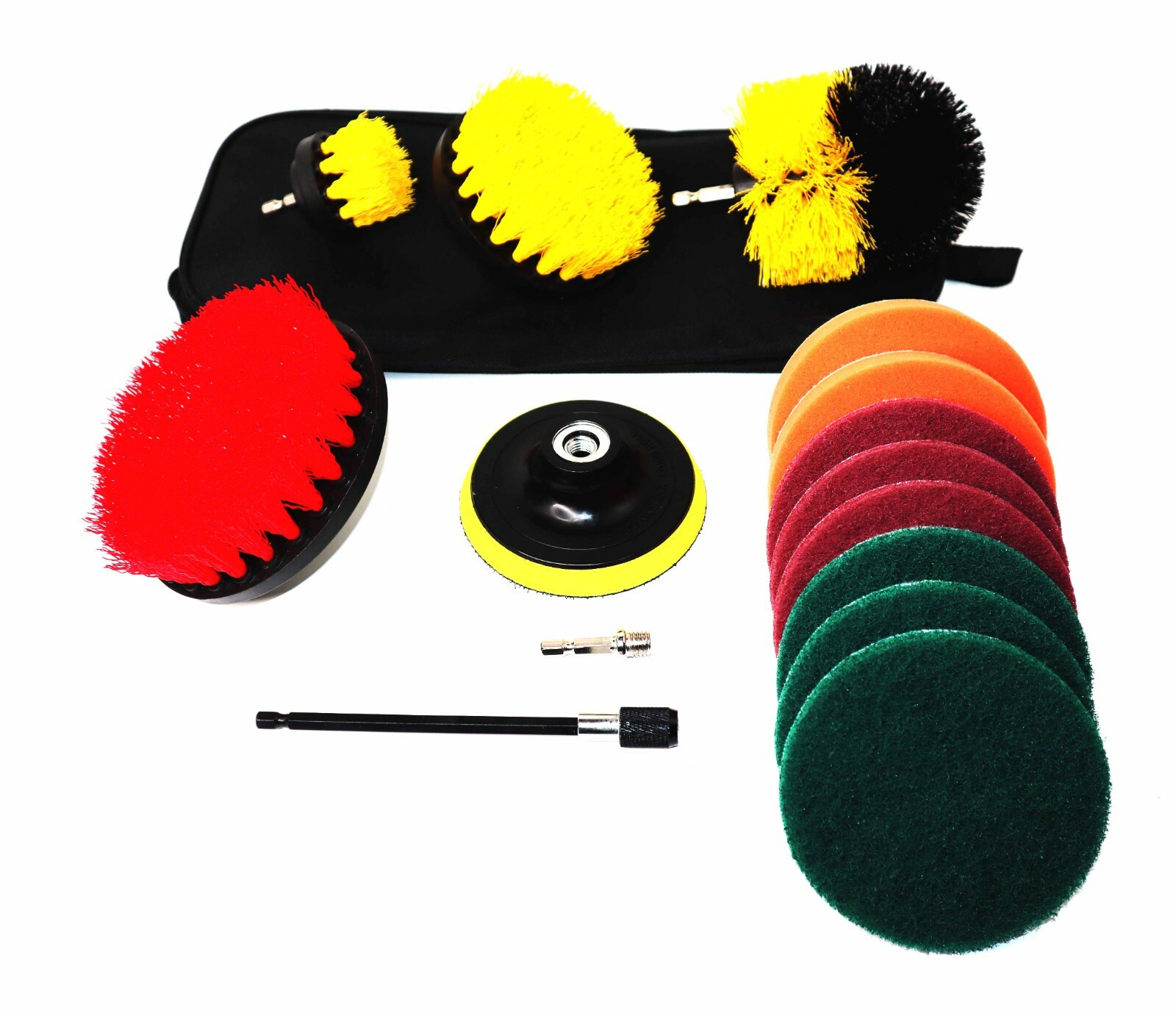 3 Piece Drill Brush Set + 11 Piece Drill Brush Attachment + Carry Bag SHIPS FREE