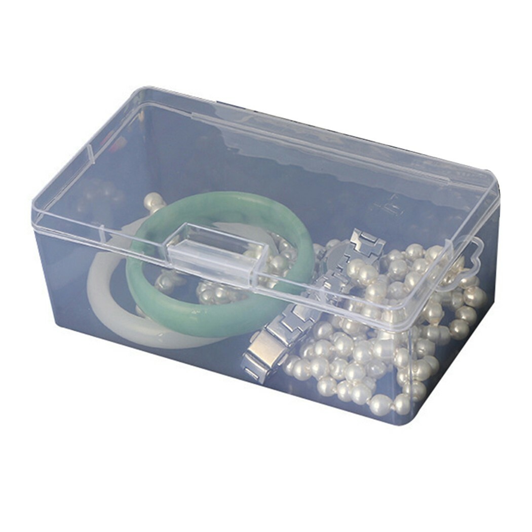 1pcs Storage Box Rectangular Plastic Transparent With Lid Container Case Holder