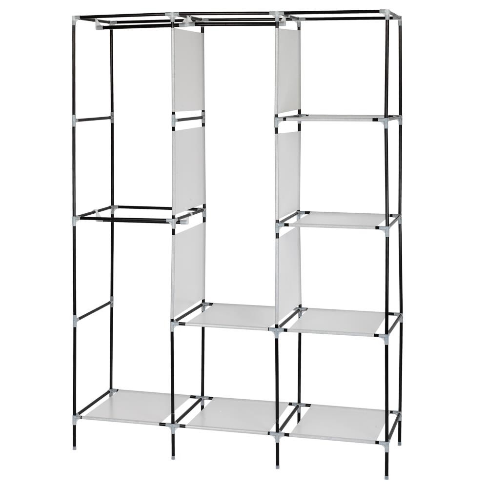 71″ Closet Wardrobe Clothes Pant Rack Storage Organizer w/ Shelf Portable Gray