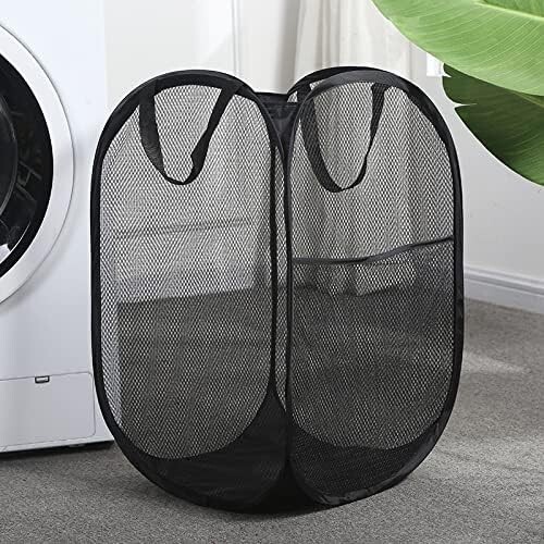 2 Pack Pop Up Collapsible Laundry Baskets, Foldable Mesh 14″L x 14″W x 24″H