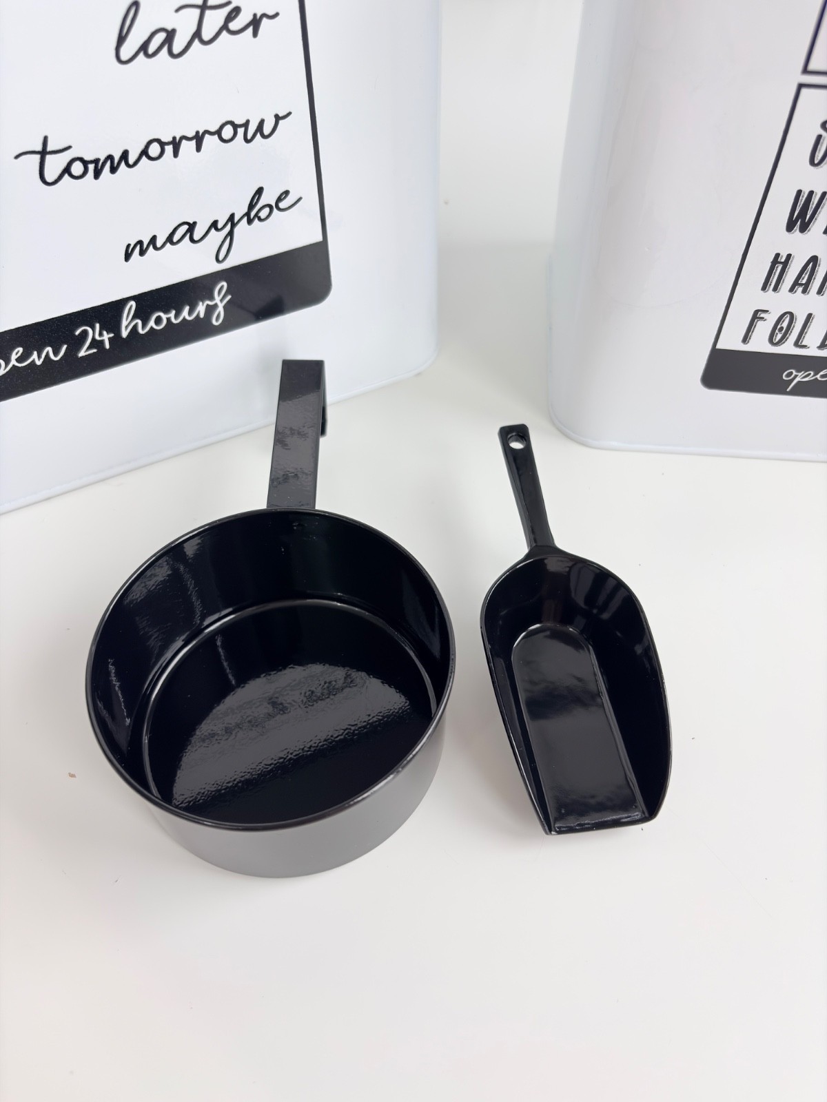 Decor Steals White Black Laundry Detergent Powder Storage Tin Boxes With Scoops