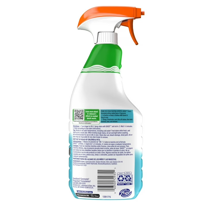 Shout Free, Laundry Stain Remover,Bleach Free 22 fl oz