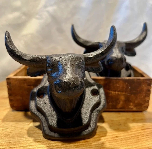 Longhorn Steer Wall Hook 5.5 Inches Bull Head Western Decor Heavy Metal Iron