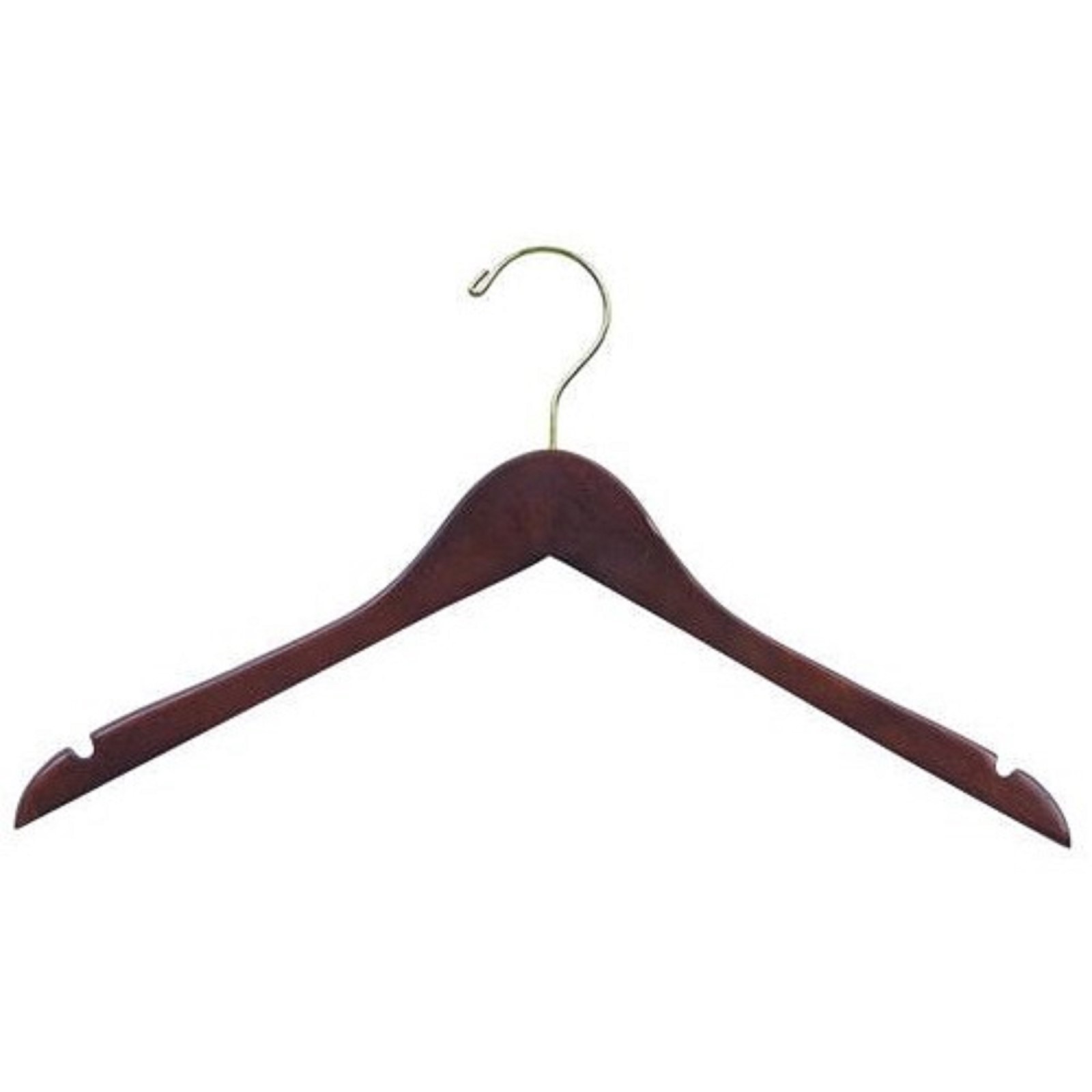 17″ Walnut & Brass Wood Shirt/ Dress Hanger (pack of 15)