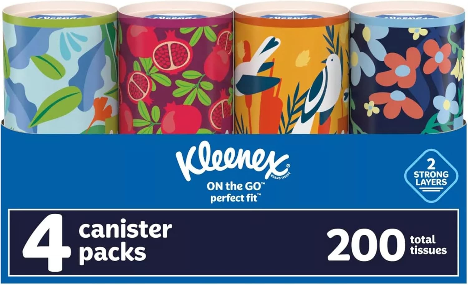 Kleenex Perfect Fit Facial Tissues, 4 Cannisters, 50 Tissues per Can, 2-Ply (200
