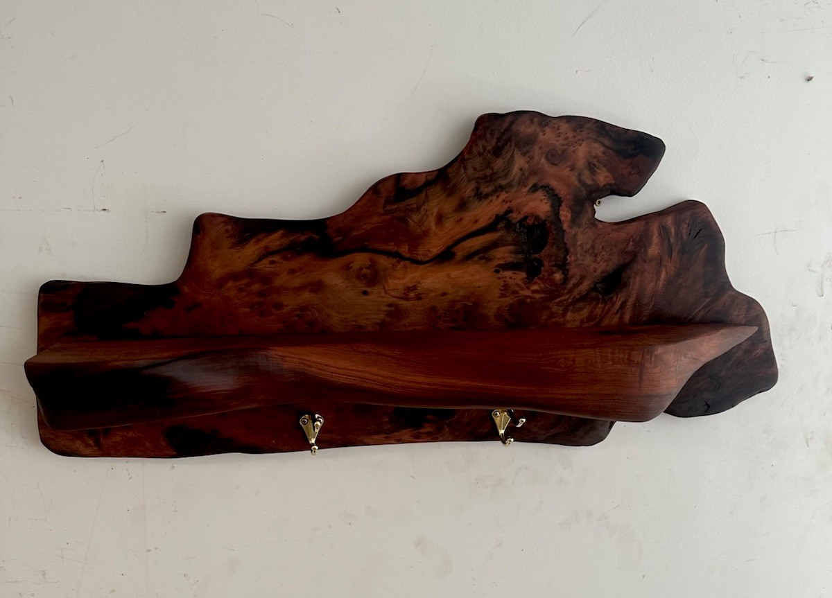 Redwood Burl Entryway Shelf Coat Hanger