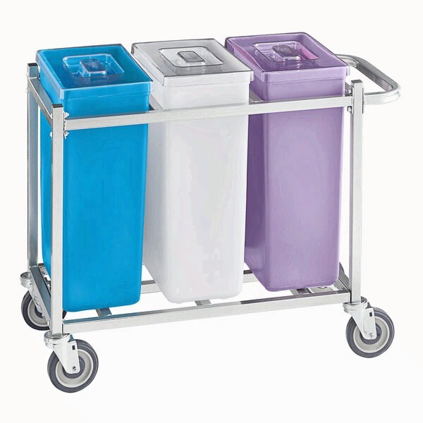 Baker’s Lane 30 Gallon/480 Cup Mobile Triple Ingredient Bin-White/ Blue/ Purple