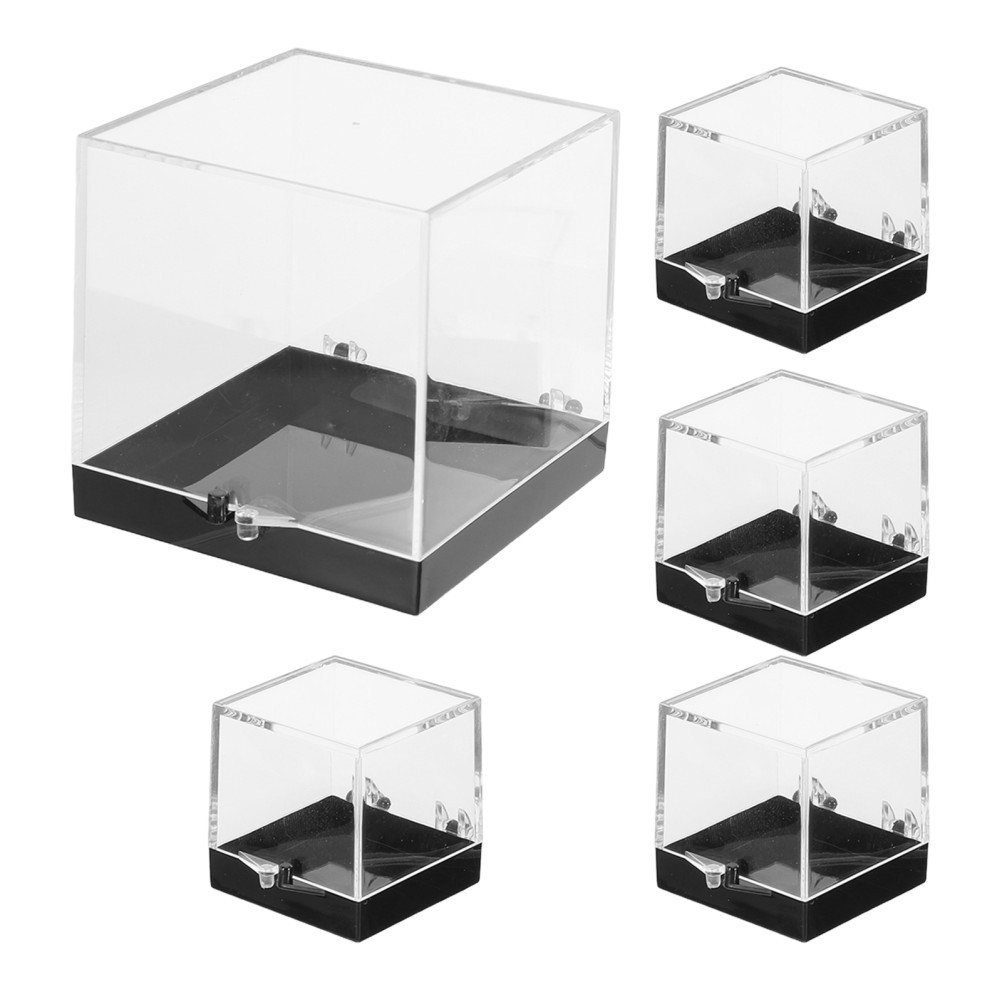 5Pcs Transparent Plastic Specimen Boxes for Mineral Collection and Coin Display