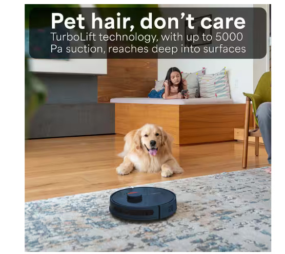 BObsweep Dustin Wi-Fi Connected Self-Emptying Robot Vacuum And Mop – Navy
