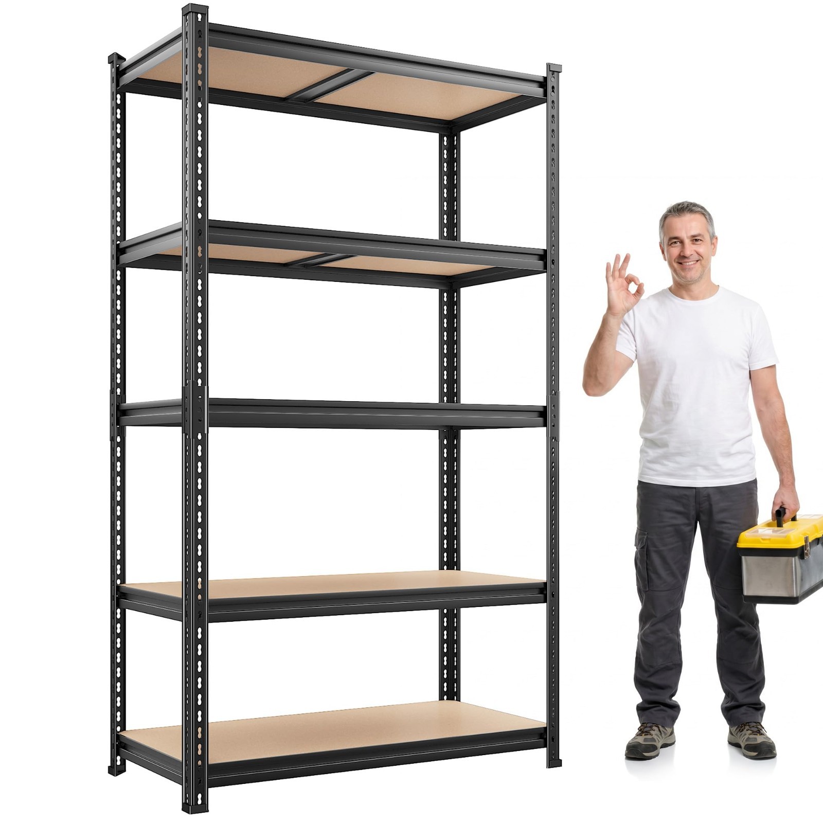 2400LBS Heavy Duty 5-Tier Adjustable Garage Shelving Unit | 36″x16″x72″ Storage
