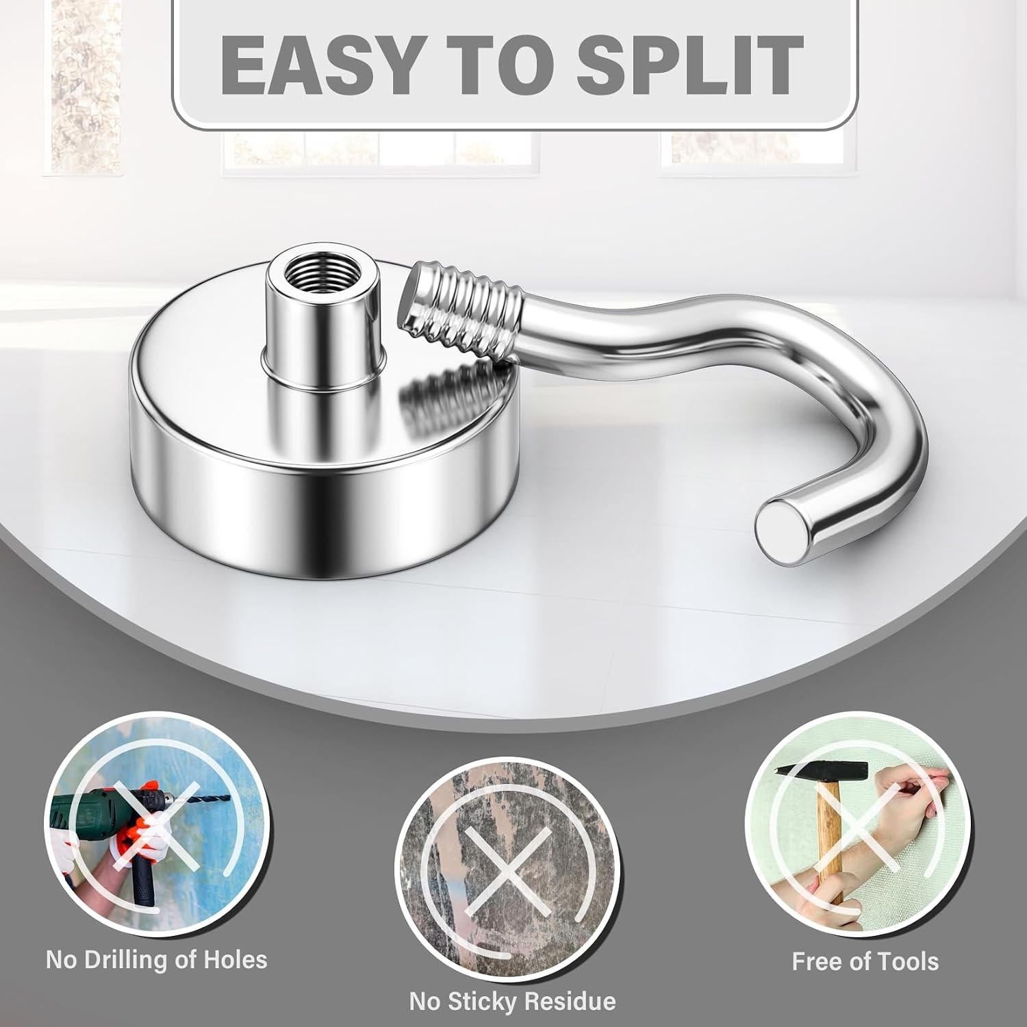 Magnetic Hooks Heavy Duty 30LB Strong Magnets Hanging Silver 8 Pack