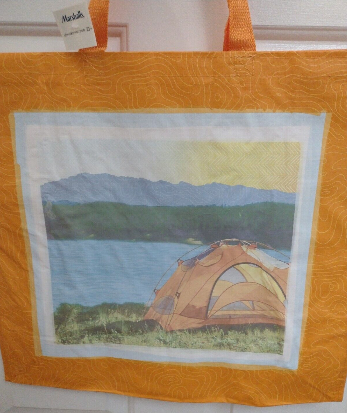 Eco Friendly Large Resuable Tote Bag Camping Tent Riverside Mountains Marshalls