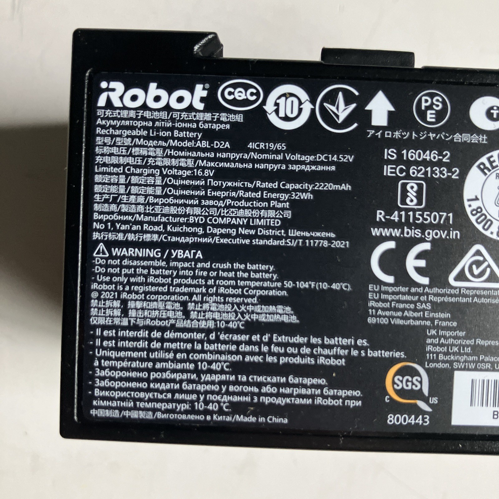 Genuine OEM ABL-D2A Battery iRobot Roomba j5 j6 j7 j8+ i3 i4 i5 i7 i8+ e5