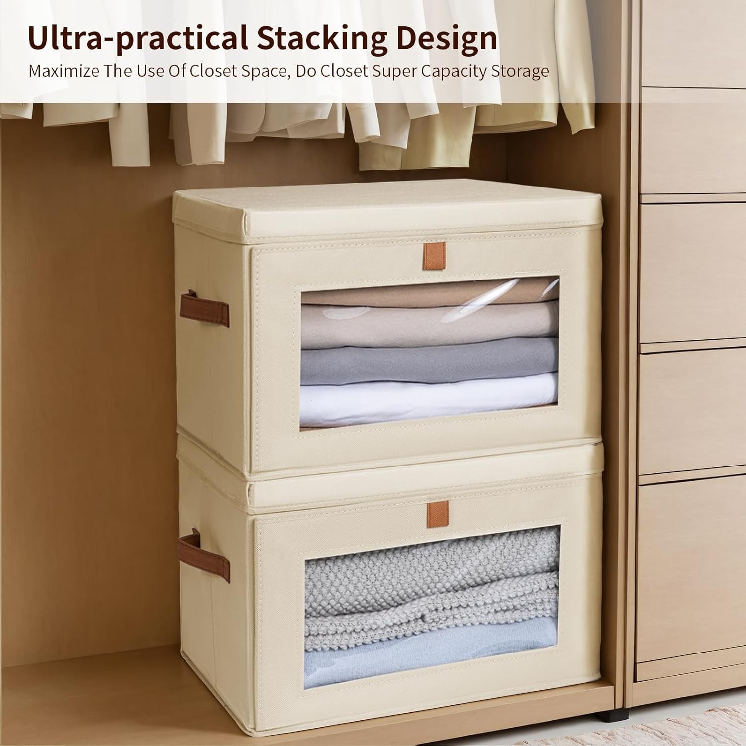 Large Closet Storage Organizer – Clothes Storage Bins with Handles & Window, …
