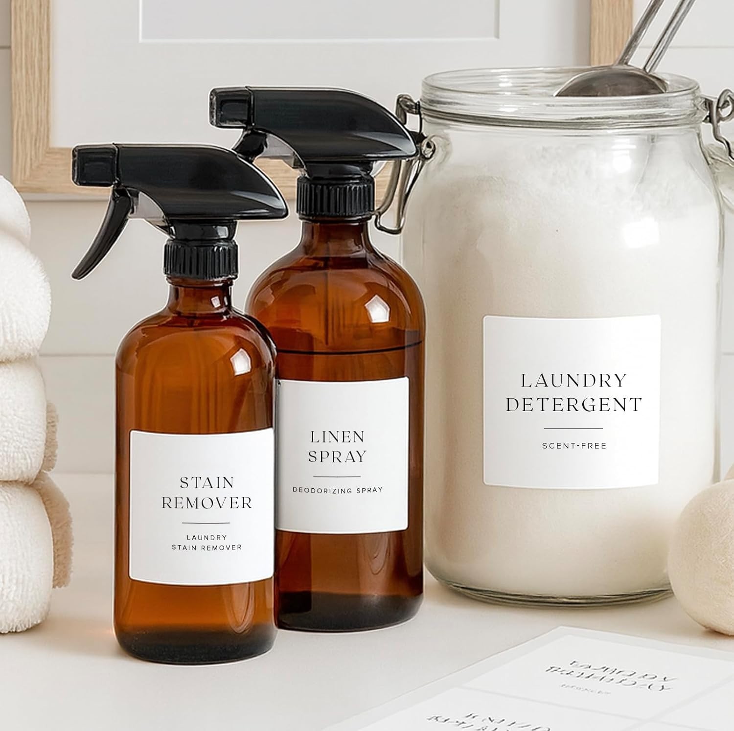 30 Waterproof Laundry Organization Labels – Stylish Matte Minimalist Design
