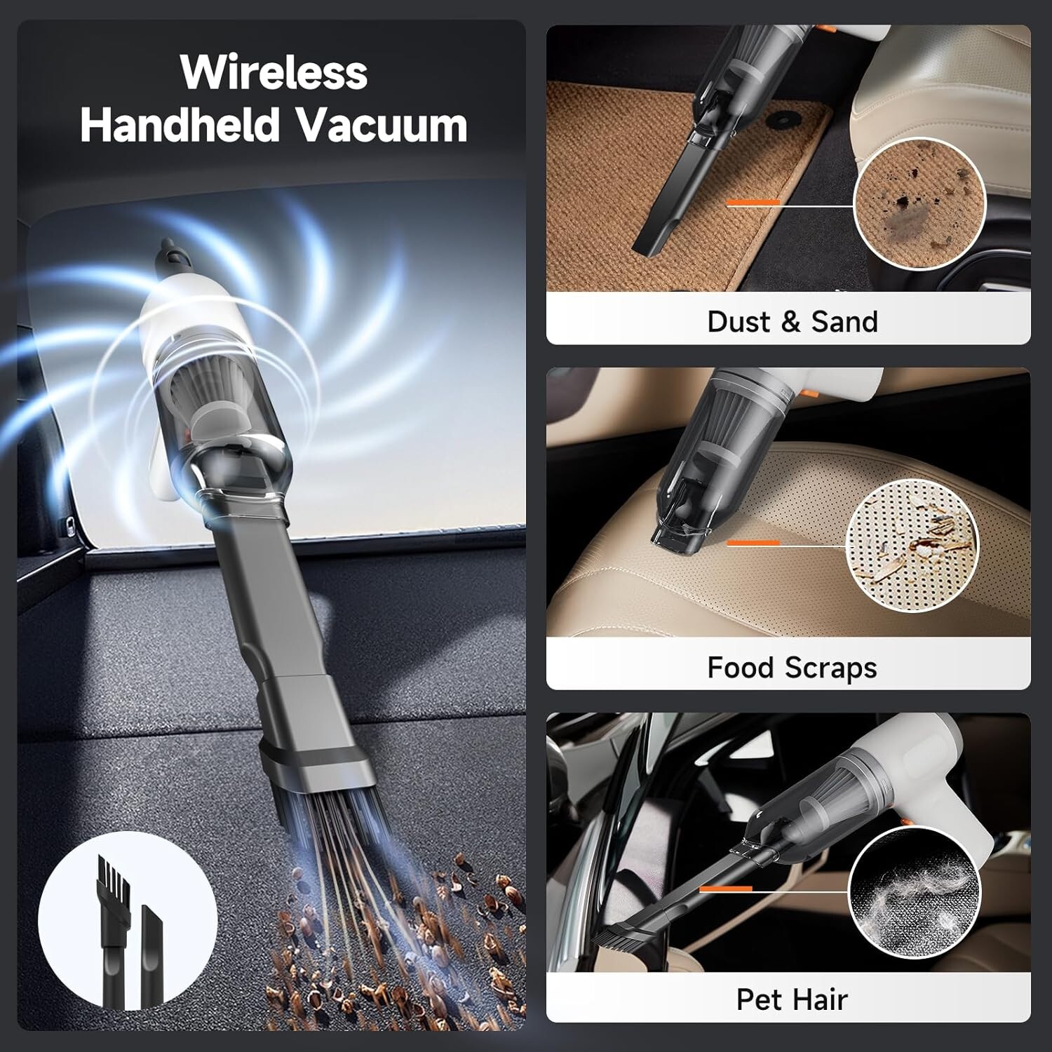 8000Pa Handheld Vacuum Dust Buster – 3-in-1 Blower & Pump for Car Cleaning