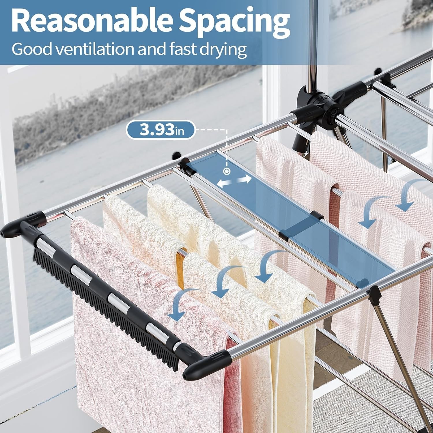 APEXCHASER Clothes Drying Rack with High Hanger, Foldable 3-Level Drying Rack