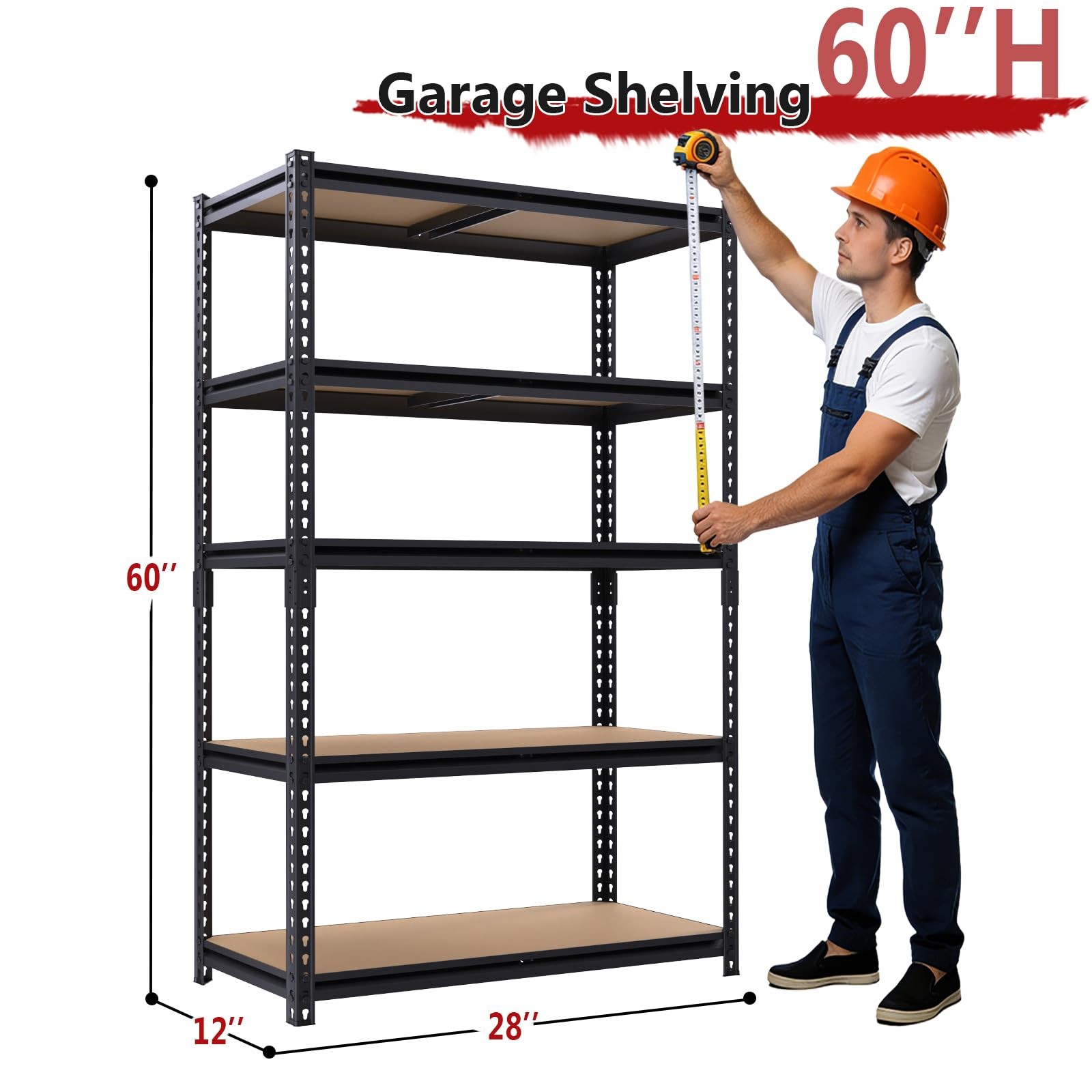 ZEUKMXOO Heavy Duty Garage Shelving 5 Tier Garage Storage Shelves 2400LBS